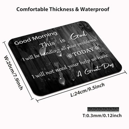 Good Morning This is God Christian Mouse Pad, Rustic Black Wood Desk Mat - color: Custom Designs Art 018