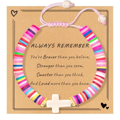 Cute Cross Bracelet Teen Girl Gifts Trendy Stuff Christian Gifts for Kids/Girls/Boys/Teens/Women Jewelry Colorful Jesus Bracelets Christmas Religious Communion Baptism Confirmation Gifts - color: 2-Always Remember
