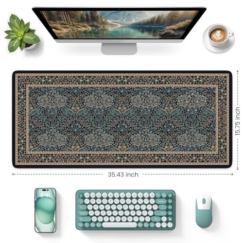 iCasso Desk Cover Mat, Office Mouse Pad,35.4x15.7in,Retro Black - color: A-retro Black