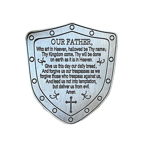 Our Father Shield Visor Clip – Catholic Car Accessory with Lord’s Prayer – Religious Auto Protection Medal – Christian Faith Travel Gift for Drivers