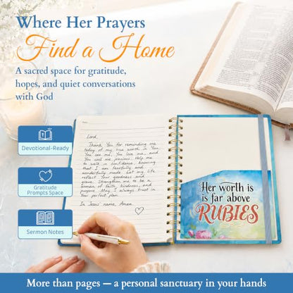 Hardcover Blank Spiral Christian Notebook – 140 Quality Pages - color: Rubies