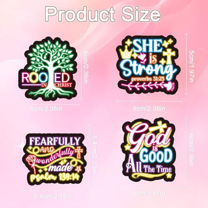 100 Pcs Glow Neon Bible Verse Stickers Christian Faith Stickers - style: Glow Style Neon