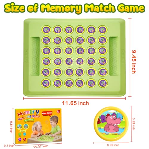 Memory Matching Board Game for Kids: 36 PCS Animal Matching Chess for Kids Games 18 Pairs Memory Cards for Toddlers - Preschool Educational Learning Activities for Boys Girls Family Board Game