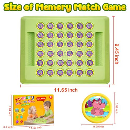 Memory Matching Board Game for Kids: 36 PCS Animal Matching Chess for Kids Games 18 Pairs Memory Cards for Toddlers - Preschool Educational Learning Activities for Boys Girls Family Board Game