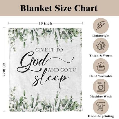 Christian Bible Verse Blanket, Christian Gifts for Women Men, Give It to God and Go to Sleep Religious Scripture Throw Blankets for Home Bedroom Living Room Couch Sofa, 50x60 Inches - color: Give It to God