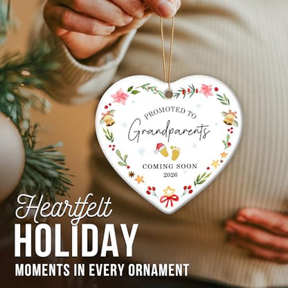 ZAGKOO Christmas Grandparents Gifts - First Time Grandparents Gifts - Promoted to Grandma, Grandpa Ornament - Coming Soon Baby Pregnancy Announcement 2026 for New Grandma, Grandpa - Ceramic Ornament - color: Grandparents