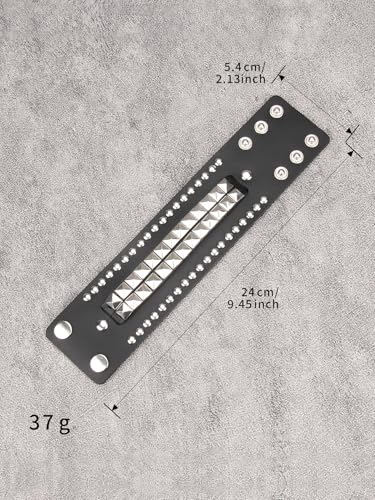 Jeilwiy Punk Rock Gothic Black Rivet Leather Spiked Necklace Collar Neckband Leather Choker Necklace for Women Mom Gifts Adjustable - color: 01 Leather Cuff Bracelet Black
