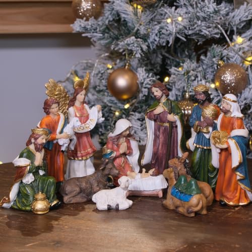 Nativity Set Christmas 12 Pcs Nativity Scene Catholic Manger Set Figurine - color: Multicolor, size: 6 inches