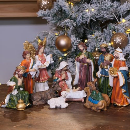 Nativity Set Christmas 12 Pcs Nativity Scene Catholic Manger Set Figurine - color: Multicolor, size: 6 inches