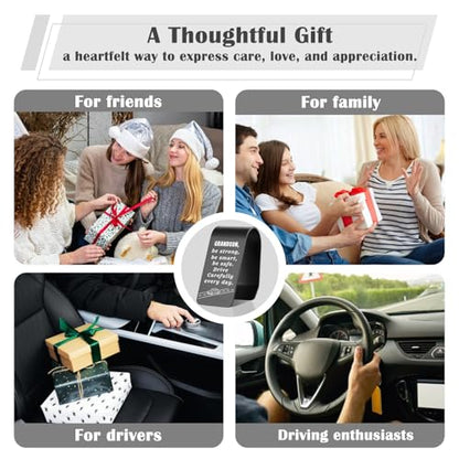 YODOCAMP Drive Safe Grandson Car Visor Clip, Be Strong Be Smart Be Safe Engraved Reminder, Gift for Grandson from Grandma Grandpa, Safe Driving Car Accessory TZC196 - color: Black-C196