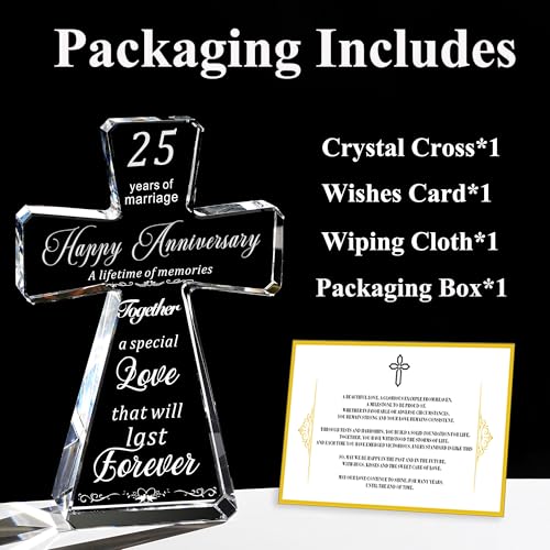 JOASURA 25th Wedding Anniversary Crystal Cross Gifts for Couple - style: 25th