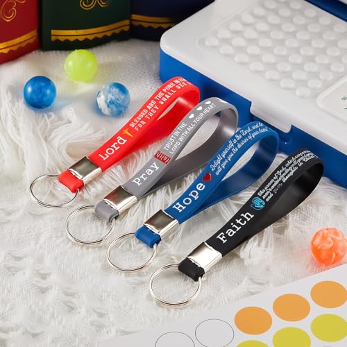 Sureio 24/48/100pcs God Father Christian Gifts Keychains Bulk with Bible Scripture Inspirational Keychains Church Vbs Gift - color: Vibrant Colors