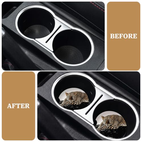 Black Leopard Car Coasters for Cup Holders, Absorbent Car Coaster for Women - color: Black Leopard