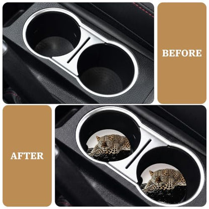 Black Leopard Car Coasters for Cup Holders, Absorbent Car Coaster for Women - color: Black Leopard