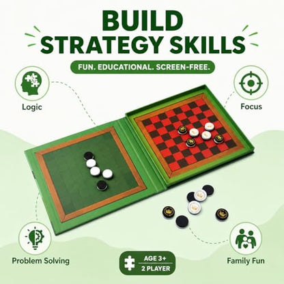 TRAVOFUN Magnetic Reversi and Checkers | Travel Games for Kids 8-12 - style: Checkers & Reversi
