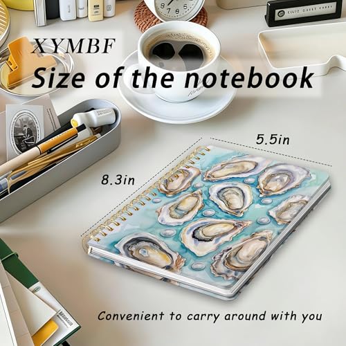 Coastal Beach Oyster Notebook Journal, Oyster Lover Gifts Notebooks for Work, Beach Themed Gifts, Coastal Ocean Pearl Shell Journal, Hardcover Spiral Notebook 5.5x8.3 Inch - color: Color-5