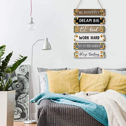 Blulu 6 Pcs Positive Quotes Wall Hanging Plaque Sign, Sunflower Style - style: Sunflower Style