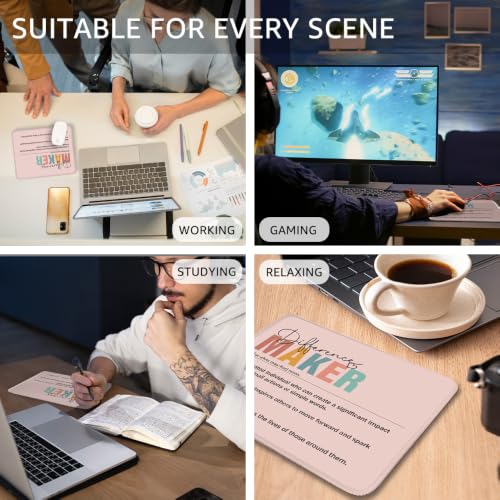 Difference Maker Definition Non-Slip Mouse Pad with Stitched Edge - color: Pink & Black & Green
