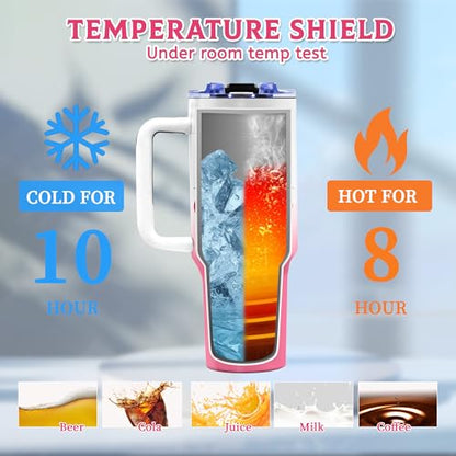 Birthday Gifts for Girlfriend, 40 Oz Tumbler with Handle - color: Girlfriend-Pink