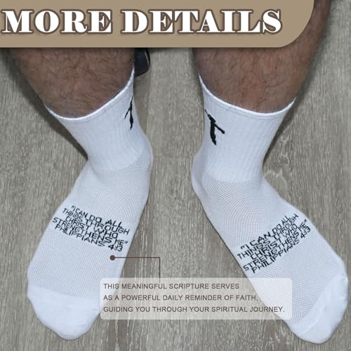 Unisex Cross Socks,Gifts for Christian On Easter and Christmas - color: Philippians4:13 - White