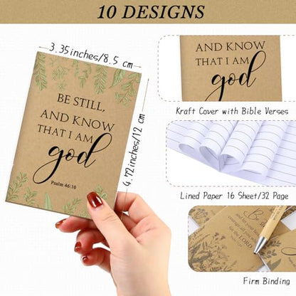 Ctosree 60 Pcs Bible Verse Notebooks Bulk with Pens Christian Gifts,Brown - color: as pictures shown