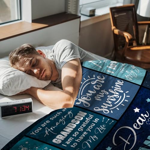 Grandson Gifts from Grandma & Grandpa, Grandson Blanket 60"x 80" Soft Throw - color: Daer Grandson-1, size: 60"x80"