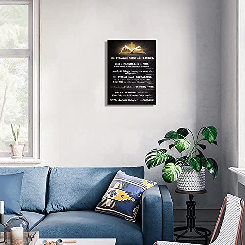 Christian Wall Art Decor Inspirational Bible Verses Poster Scripture Wall Art for Living Room Bedroom Bathroom Kitchen Décor Framed Wall Art Black and White Rustic God Says Jesus Canvas Print Art Christian Gift for Office Women Room Decoration Brown, Love