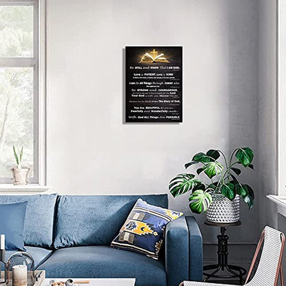 Christian Wall Art Decor Inspirational Bible Verses Poster Scripture Wall Art for Living Room Bedroom Bathroom Kitchen Décor Framed Wall Art Black and White Rustic God Says Jesus Canvas Print Art Christian Gift for Office Women Room Decoration Brown, Love