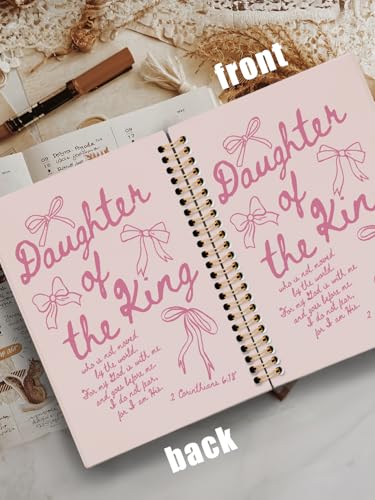 Pink Bow Christian Bible Journal Notebook for Women Teen Girls Kids - color: daughter of the king