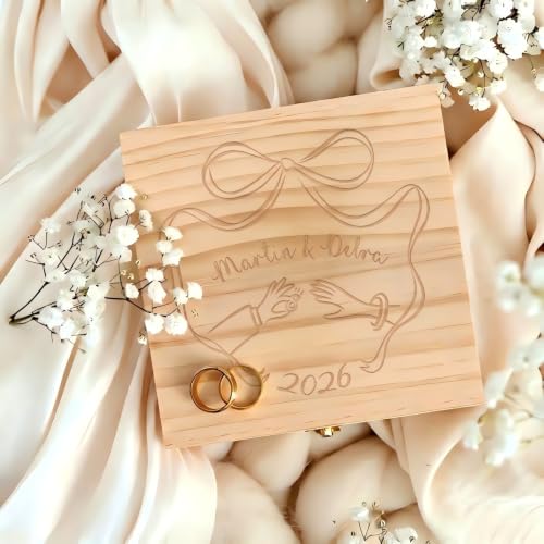 Personalized Wedding Jewelry Wood Keepsake Box for Bride & Groom - color: style-6