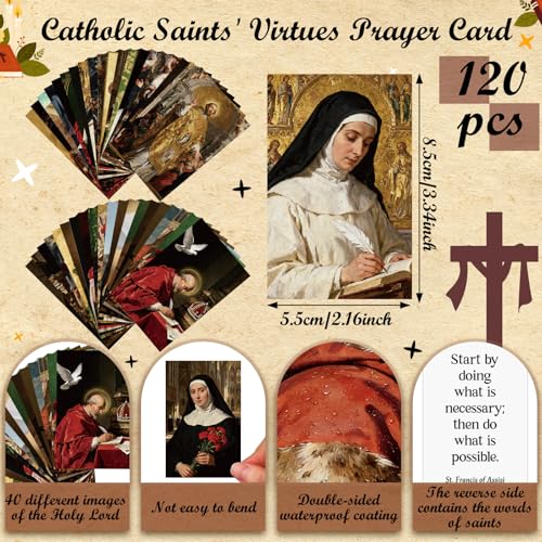 Motiskyy 120 Pcs Catholic Saints Quotes Prayer Cards 40 Styles - style: English Classic Style