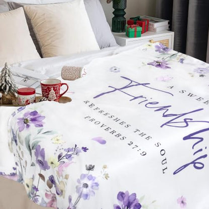 Friendship Gifts Blanket Throw 60X50 Friend Birthday Gift for Women - color: Purple-friendship, size: 50*60