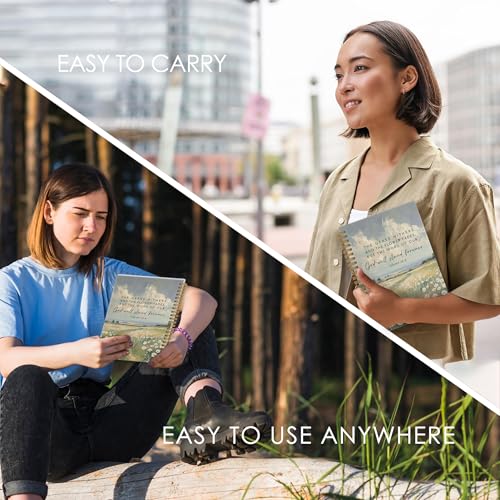 QLMX Christian Isaiah 40:8 Spiral Notebook, Inspirational Bible Journal Notebook, Religious Faith Notebooks for School Work, Prayer Office Supplies Gifts for Women, 5.5x8.3 Inch - color: grass flower