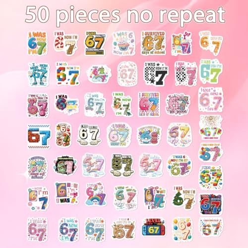 50 Pcs 67 Stickers for Water Bottle 67 Stickers for Laptop Journal - style: 67