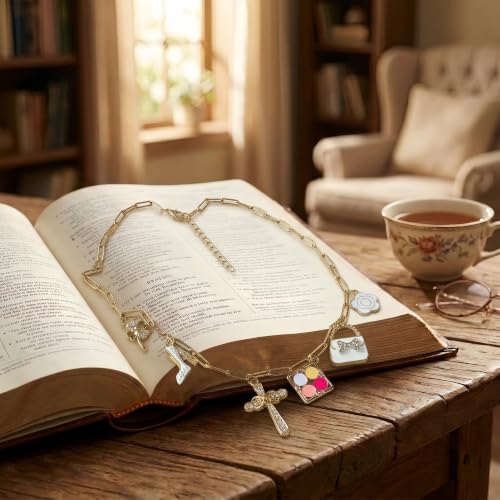 Bible Charm Chain Accessories - Christian Cross Gift - color: Fashion Apparel