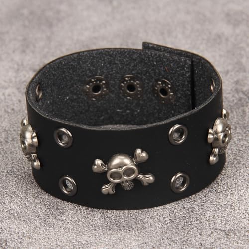 Jeilwiy Punk Rock Gothic Black Rivet Leather Spiked Necklace Collar Neckband Leather Choker Necklace for Women Mom Gifts Adjustable - color: HGB150-Black