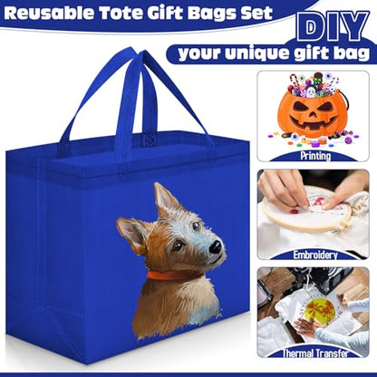 Windyun Reusable Grocery Bags Non Woven with Handles - color: Royal Blue