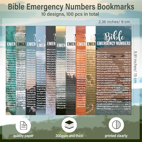 Motiskyy 100 Pcs English Emergency Numbers Bookmarks Gifts Christian Cards - style: English