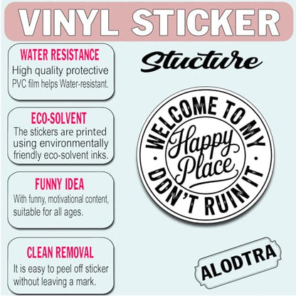 (3PCS) Welcome to My Happy Place Don't Ruin It Sticker Pack Durable Waterproof Vinyl Stickers for Laptop Water Bottle Car Bumper Phone Case - color: Welcome to My Happy Place Hay Don't Ruin It