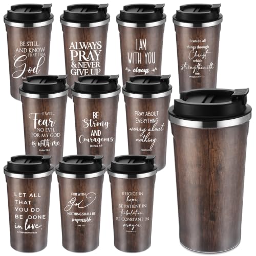 Meanplan 10 10 Set Christian Bible Verse Cup, Bible Theme, Wood Grain - color: Wood Grain, size: Bible Theme