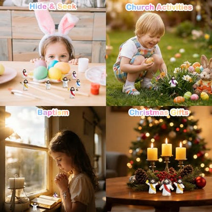 100PCS Little Jesus Figures, Mini Jesus Figurines in Bulk, Multicolor Tiny Jesus Set with Jesus Loves You Figures for Easter Egg Stuffers, Hide and Seek, Baptism, Faith Activities, Religious Gifts - size: 100PCS