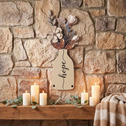 ElaraBerry 3 Pcs Christian Metal Flower Wall Sign Minimalist Rustic Decor