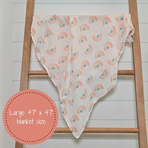 LollyBanks Muslin Swaddle Blanket, 47 x 47 in, Newborn Receiving Blanket - color: Brown, Blue, White, Black, Pink