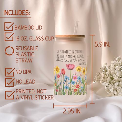 Generic Christian Affirmation Cup, Christian Gifts for Women, Religious Glass Tumbler, Religious Mug, Religious Cup, Religious Gifts for Friend, 16 oz