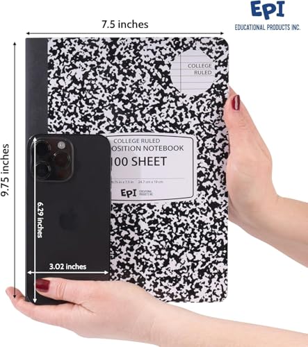 2016 Pack (Pallet) EPI College Ruled Composition Notebook Bulk, 200 pages (100 Sheets), 9-3/4 x 7-1/2, Black Marble, Bulk School Supplies, Heavy Duty, Durable Office Notebooks, Sturdy Sewn Binding - size: Pack of 2016, style: College Ruled