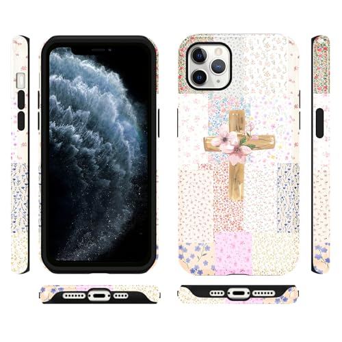 for iPhone 11 Pro Max 6.5'' Pink Flower Cross Christian Phone Case - color: Pink Flower Cross, size: iPhone 11 Pro Max