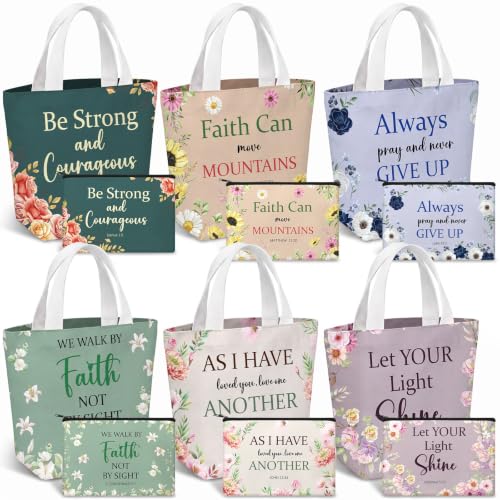 24 Pcs Christmas Christian Gift Bible Verse Tote Bag - style: Morandi
