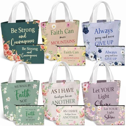 24 Pcs Christmas Christian Gift Bible Verse Tote Bag - style: Morandi