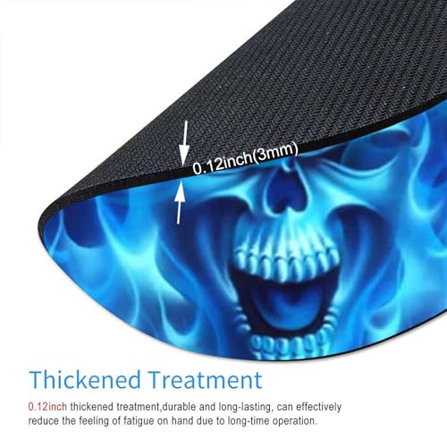 Mouse Pad, Blue Flaming Skull Mouse Pad, Mouse Mat Round Mouse Pad Non-Slip Rubber Base Round Mousepad for Laptop PC Office 7.9×7.9×0.12 inches - color: Blue Flaming Skull