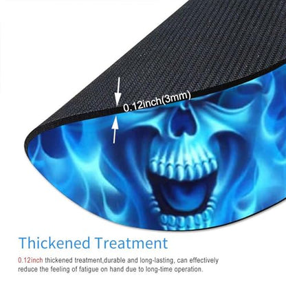 Mouse Pad, Blue Flaming Skull Mouse Pad, Mouse Mat Round Mouse Pad Non-Slip Rubber Base Round Mousepad for Laptop PC Office 7.9×7.9×0.12 inches - color: Blue Flaming Skull